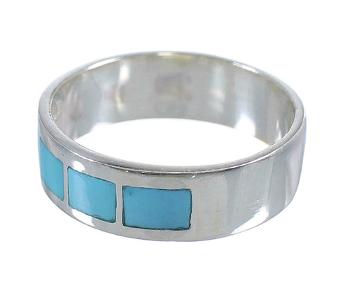 Silver Turquoise Jewelry Southwestern Ring Size 6-1/2 AX86255